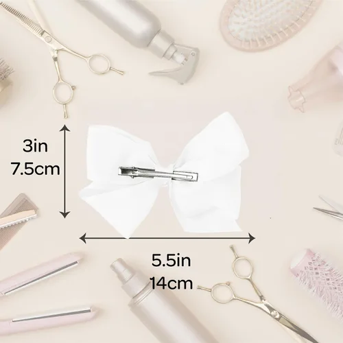 Miniatura 5 de Clip de lazo de pelo de grogrén de 5.5 pulgadas para mujer y niña (beige)