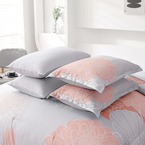 Miniatura 6 de Yiran Juego de edredón de 7 piezas color gris rubor floral en una bolsa, juego de ropa de cama de microfibra suave, tamaño Queen de 90"×90