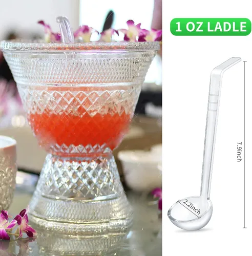 Miniatura 5 de 4 cucharones transparentes de 1 onza con mango largo de acrílico de 7.9 pulgadas, perfecto para servir aderezos, ponedero, salsas y aderezos