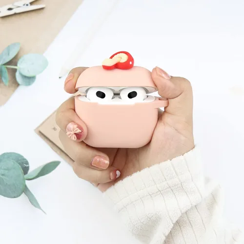 Miniatura 3 de Wonhibo Funda para Airpods 3 para mujeres y niñas, bonita funda Kawaii para Airpod 3ª y tercera generación 2021 con llavero (seta)