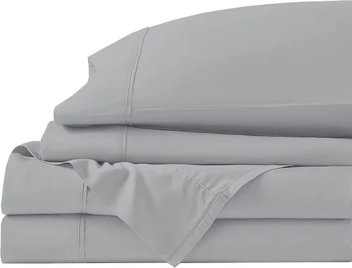 Miniatura 20 de Juego de cama de 5 piezas, 100% algodón egipcio de 600 hilos, fundas de almohada y sábana bajera con bolsillo extra profundo, ropa de cama suave