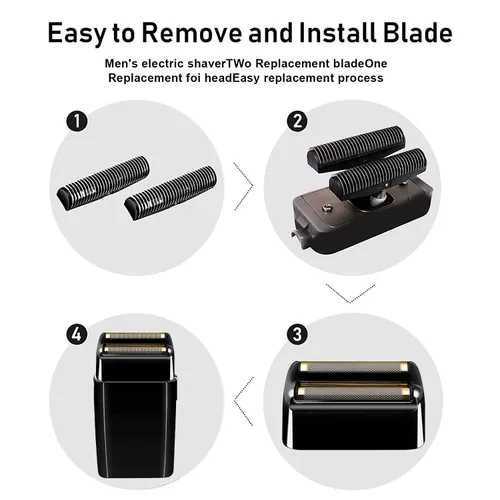 Miniatura 5 de Lámina de repuesto y cortadoras para afeitadora compatible con BaBylissPRO Barberology Double FXFS2 (2 unidades, negro)