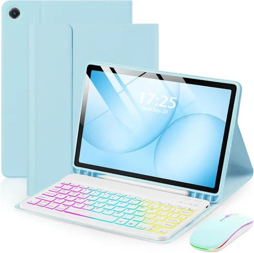 Miniatura 15 de Funda EAMPANG con teclado ratón para Samsung Galaxy Tab A9 Plus de 11 pulgadas (SM-X210/X215/X216/X218), teclado magnético desmontable USB-C
