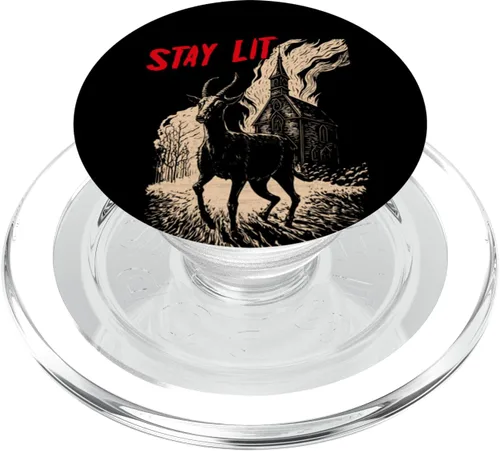 Miniatura 7 de PopSockets de Satán PopSockets intercambiables con diseño de áteo negro Phillip Burning Church Stay Lit
