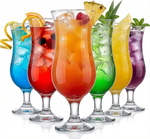 Miniatura 11 de Juego de 6 vasos grandes de huracán de 12.8 onzas líquidas, copas de cóctel altas, mojito, margarita, sangría, vasos de piña colada, cristalería