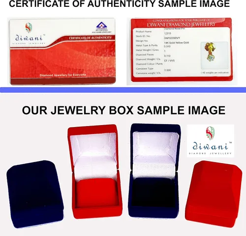 Miniatura 6 de Diwani Anillo de oro de 14 quilates de 0.118in con piedras preciosas de esmeralda natural de compromiso para boda, nariz, labio, labio, monroe
