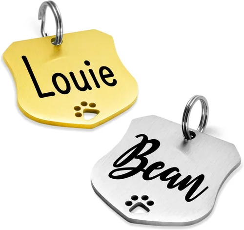 Miniatura 29 de Ultra Joys Placas de Identificación para Perros Personalizadas para Mascotas - Placa de ID Personalizada con Pata Hueca - Placa Grabada para Perros