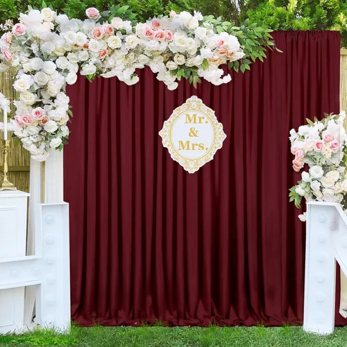 Miniatura 63 de Cortinas de Telón de Fondo Blanco de 2 Paneles 5 x 1,5 m de Poliéster, Telón de Fondo para Fotografía, Cortinas para Decoración de Fondo de Boda