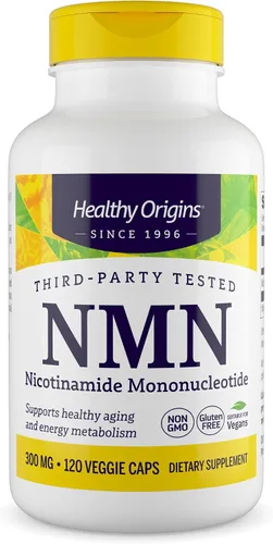 Healthy Origins NMN Mononucleótido de nicotinamida 300 mg – 120 cápsulas veganas – Precursor de NAD+ para energía celular y apoyo al envejecimiento