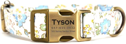 Miniatura 13 de Collar de perro personalizado con nombre y número de teléfono grabado, collar ajustable personalizado para cachorros, collar de algodón orgánico