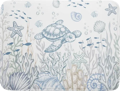 Miniatura 10 de Giwawa Tapete de Secado de Platos Retro Silueta de Cabaña del Bosque de Ciervos para Encimera 18 x 24 pulgadas Otoño Cielo Azul Nube Dibujos