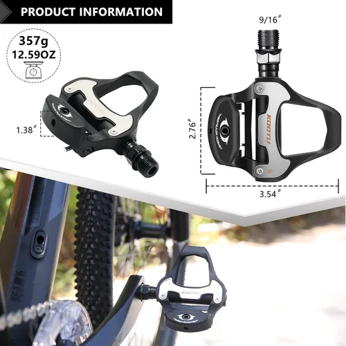 Miniatura 4 de KOOTU KEO Pedales de bicicleta de 9/16 pulgadas Pedales universales de bicicleta de carretera Pedales de plataforma de bicicleta, pedales sin