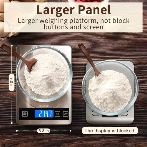Miniatura 3 de Báscula de cocina digital de 33 lb con acero inoxidable y vidrio templado, recargable por USB, graduación precisa de 1 g / 0.05 oz, superficie