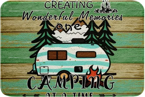 Miniatura 26 de Erosebridal Happy Camping - Tapete de baño para cámper, autocaravana, auto, alfombra de baño marrón de granja 3D, alfombra de baño con patas