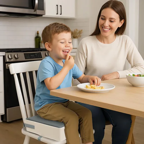 Miniatura 2 de Eiury Asiento elevador para niños pequeños, silla de comedor para cocina, cojín de poliuretano impermeable, antiarañazos, parte inferior Gris oscuro
