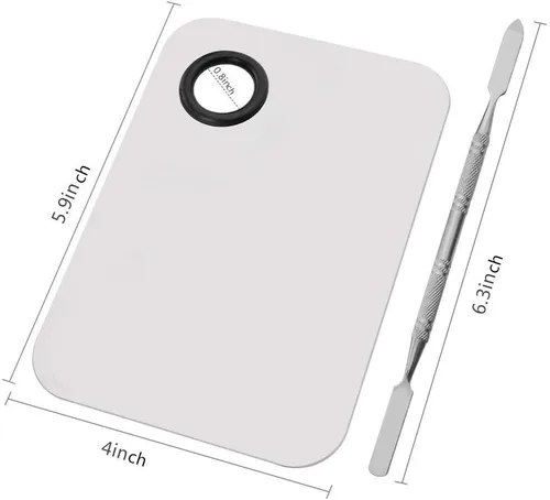 Miniatura 2 de Miamay Paleta de maquillaje de 6 por 4 pulgadas Paleta de acero inoxidable Paleta de mezcla de artista cosmético con herramienta de espátula de 6