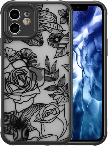 XIZYO Funda diseñada para iPhone 11 de 6.1 pulgadas, diseño de estampado floral de rosa, funda delgada para niñas y mujeres, funda protectora de