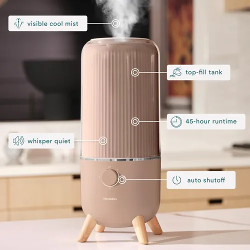 Miniatura 3 de Homedics Humidificador ultrasónico, dormitorios y oficinas en casa, tanque de 0.97 galones, tiempo de funcionamiento de 45 horas, niebla fría Topo