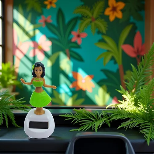 Verde Solar Powered Dancing Hula Dashboard Decoraciones Balanceo Colección Figuras para Auto Interior Hogar