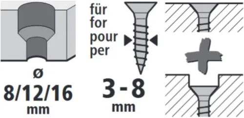 Miniatura 5 de wolfcraft 4375000 3 contadores de desbarbado, 0 V, negro, 0.315 in/0.472 in/0.630 in