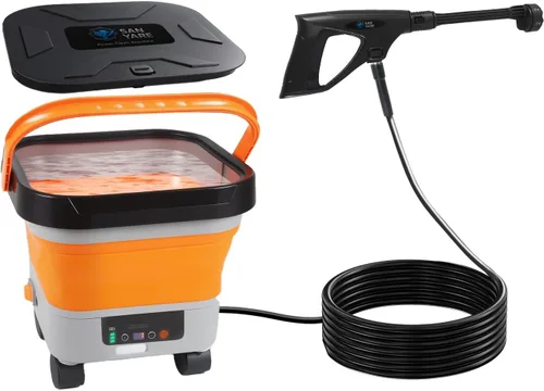 Lavadora a presión inalámbrica con tanque de 3.5 galones con rueda universal, boquilla 6 en 1, máximo 620 PSI, manguera de 16.4 pies, batería de