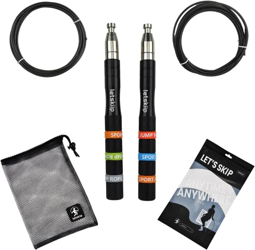 Miniatura 6 de Cuerda de saltar de velocidad para CrossFit y boxeo, cuerda de saltar ajustable y autobloqueante segura para hombres y mujeres, asas de aluminio