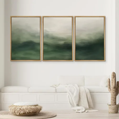 Miniatura 432 de SIGNWIN Lienzo enmarcado para pared, arte con pinceladas de flujo neutro en tonos beige abstractos, ilustraciones, arte moderno, decorativo
