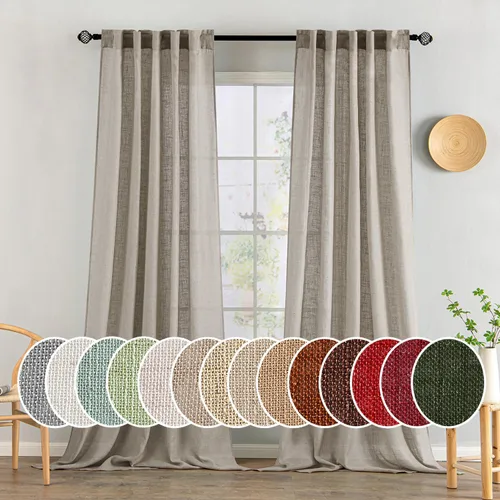 Miniatura 77 de MIULEE Cortinas de lino blanco de 108 pulgadas de largo para dormitorio, sala de estar, cortinas de ventana con textura de lino suave y grueso, Lino