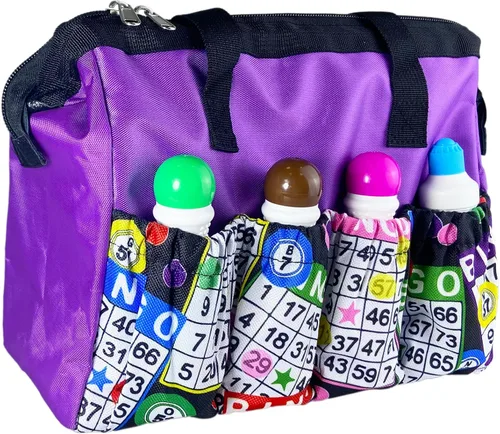 Miniatura 10 de Versátil bolsa grande de bingo 8 bolsillos Accesorios de bingo y estuche de maquillaje Bolsa de almacenamiento con cremallera