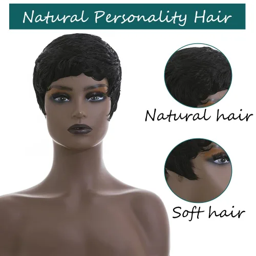 Miniatura 3 de Pelucas rubias 613 de corte Pixie para mujeres negras, cabello sintético rubio rizado en capas con flequillo, pelucas de corte corto para mujeres