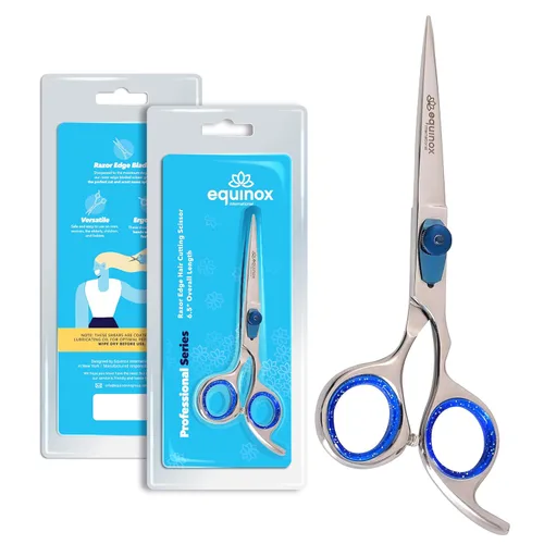 Miniatura 18 de Equinox International, Serie profesional de filo de afeitado - Juego de tijeras para cortar y adelgazar y texturizar el cabello, 6.5 pulgadas, acero
