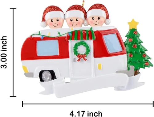 Miniatura 5 de MAXORA Family of 3 RV Christmas Ornament – Adorno personalizado de viaje familiar de autocaravana con árbol de Navidad