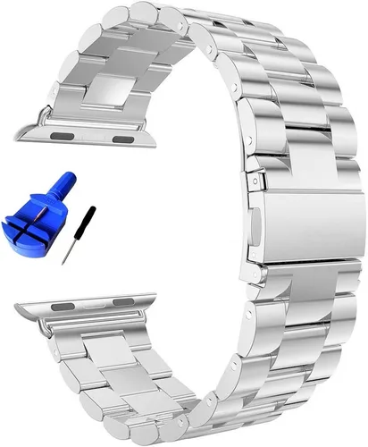 Miniatura 16 de Correa de acero inoxidable sólida compatible con Apple Watch de 49, 46, 45, 44, 42, 41, 40, 38 mm, correa de metal para iWatch Series