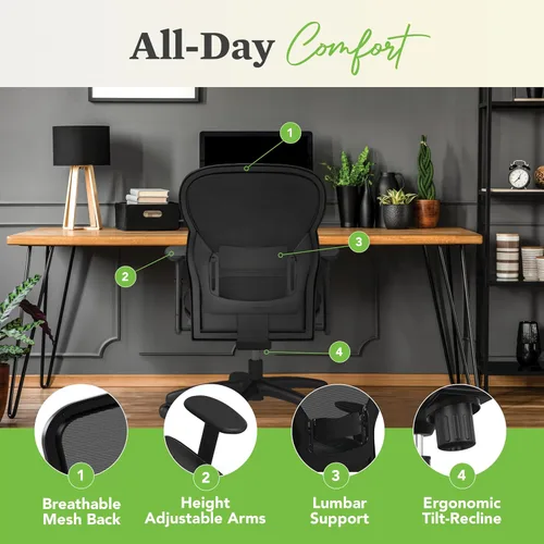 Miniatura 5 de HON Wave Silla de Oficina Ergonómica de Cuero con Respaldo Alto, Soporte Lumbar con Brazos Ajustables, Asiento Ergonómico de Malla Transpirable