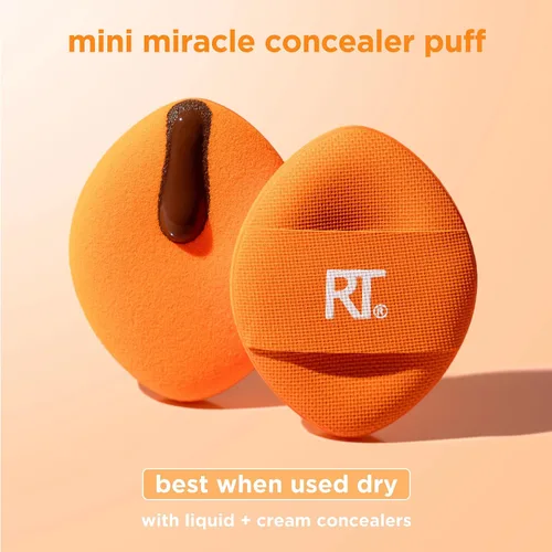 Miniatura 5 de Real Techniques Mini Miracle Concealer Puff Trio, pequeña esponja de maquillaje para base líquida y crema y corrector, ocultación específica, apto