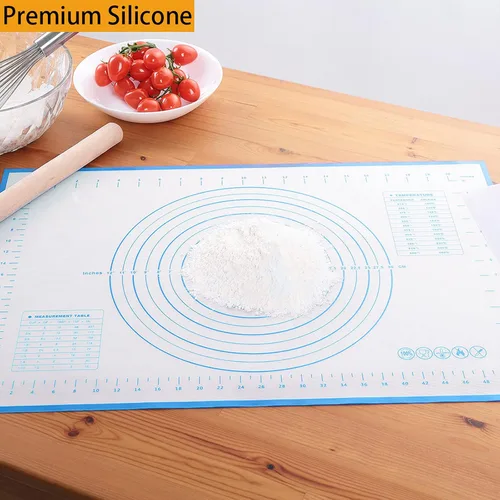 Miniatura 2 de Alfombrilla de silicona para hornear, masa enrollable antiadherente con medidas para hacer pasteles, pizza, galletas, fondant, extra gruesa
