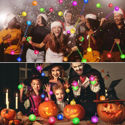 Miniatura 6 de SHQDD 24 bolas de luz, bolas antiestrés, bolas inflables para niños, bola chirriante intermitente de 6 colores, juguetes iluminados de 2.2 pulgadas