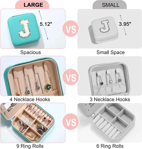 Miniatura 4 de Parima Joyero grande para niñas, joyero con inicial de viaje para niñas Caja organizadora de joyas grande Joyero de viaje organizador de joyero