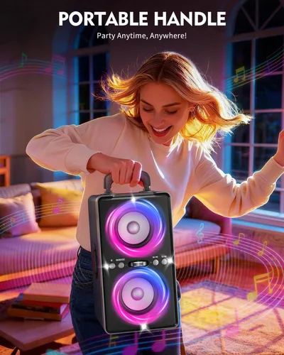 Miniatura 6 de YIER Altavoz Bluetooth, altavoz de fiesta de pico de 240 W con graves grandes, tiempo de reproducción de 20 horas, TWS, BT5.3, caja de auge