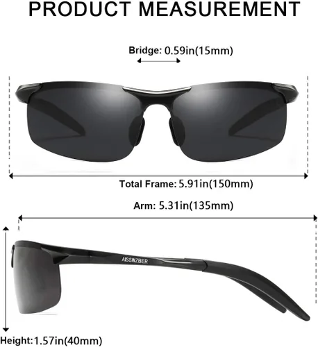 Miniatura 5 de Gafas de sol polarizadas deportivas para hombre que conducen gafas de sol de protección UV con marco metálico para hombres 8177