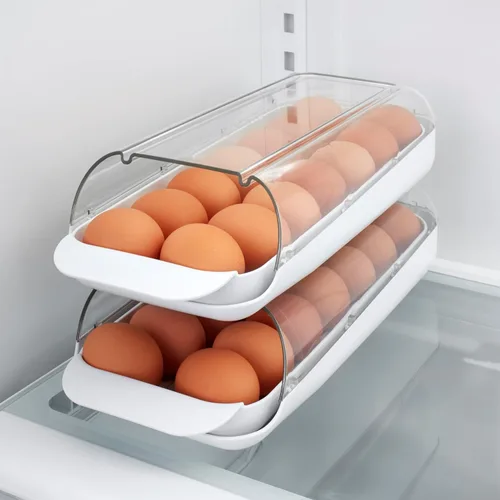 Miniatura 5 de YouCopia FridgeView - Soporte rodante para huevos, organizador de huevos apilable sin BPA con bandeja extraíble para almacenamiento