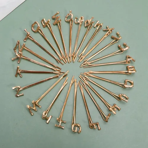 Miniatura 6 de Pinzas para el pelo del alfabeto, 26 unidades, pinzas para el cabello con diamantes de imitación, pinzas de metal para el cabello, horquilla