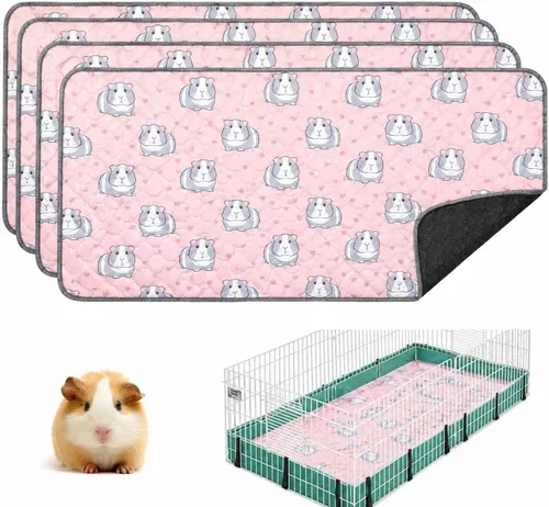 Miniatura 14 de Paquete de 4 forros para jaula de conejillo de indias - Almohadillas lavables para orina de conejillo de indias, impermeables, reutilizables