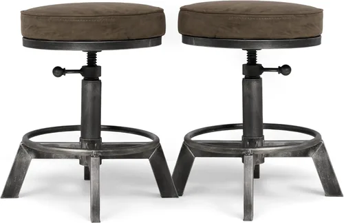 Taburetes de bar cortos vintage, asiento giratorio de poliuretano de 15 a 21 pulgadas, altura ajustable, silla extra para invitados, isla de cocina