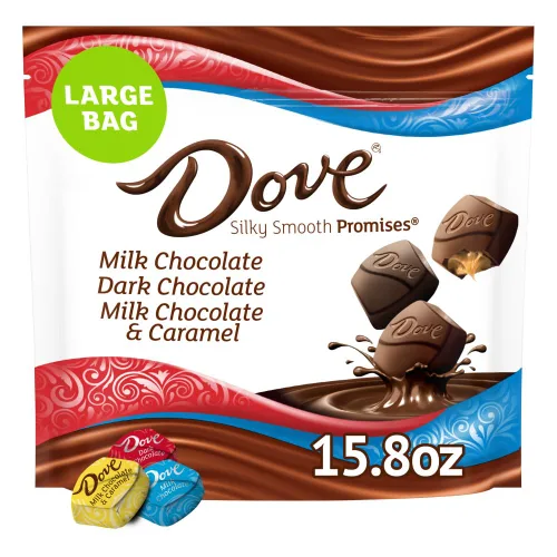 Miniatura 10 de DOVE PROMISES Bolsa de paquete a granel de caramelos de chocolate con leche envueltos individualmente (38.09 oz, 136 piezas)