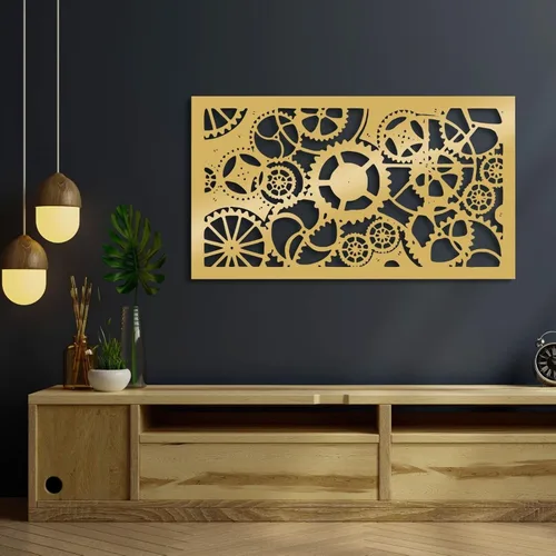 Miniatura 5 de OZF Arte de pared con rueda de engranaje de metal, decoración geométrica del hogar, arte de pared mecánico industrial steampunk para sala de estar