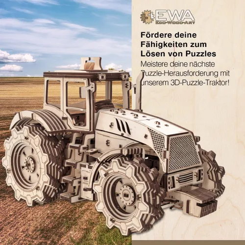 Miniatura 3 de EWA Eco-Wood-Art - Rompecabezas de tractor mecánico tridimensional KIROVETS K-7M para adultos y adolescentes-Colección sin pegamento-596 detalles