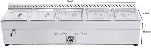Miniatura 2 de INTBUYING Calentador de sopa de alimentos de propano comercial Bain-Marie Buffet Calentador de alimentos de comedor Buffet Calentador de vapor 110V