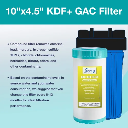 Miniatura 3 de iSpring FG15B-KS Cartucho de repuesto de filtro de carbono GAC y KDF de alta calidad para sistema de filtración de agua debajo del fregadero