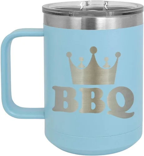 Miniatura 7 de Taza de café para barbacoa King de 15 onzas con tapa superior deslizante, taza de café de viaje aislado idea de regalo para los hombres que tienen
